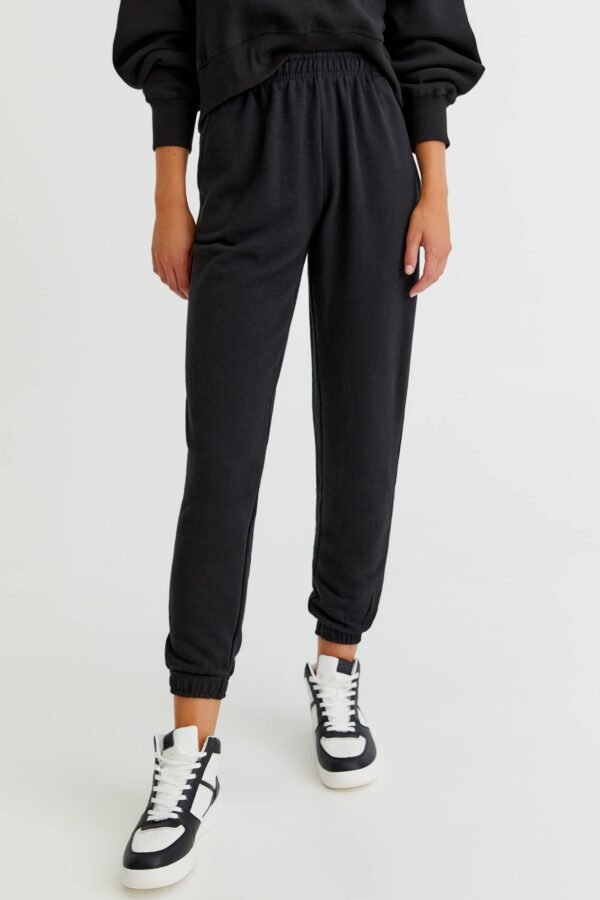 Basic Colored Sweatpants With Elastic Hems - Image 4