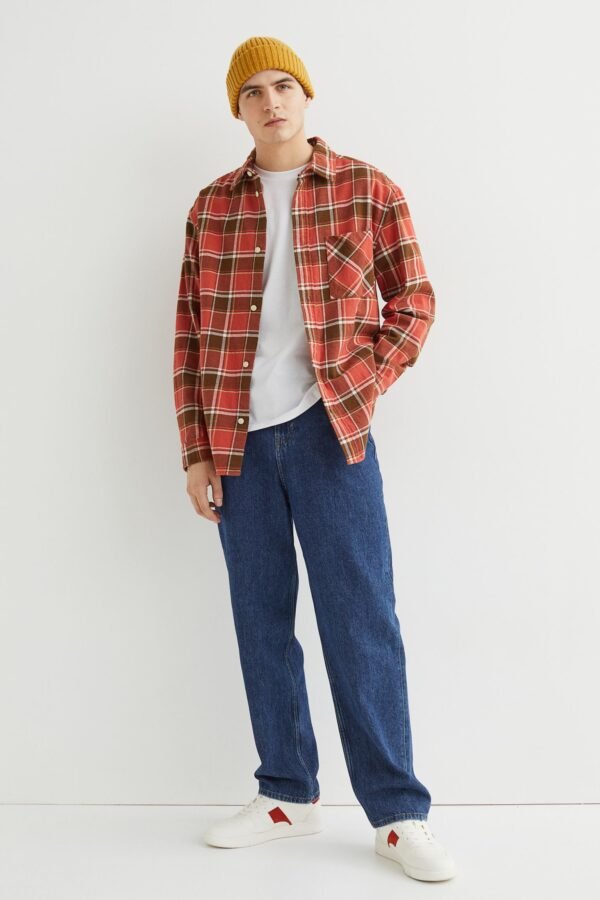 Relaxed Fit Plaid Flannel Shirt - Image 4